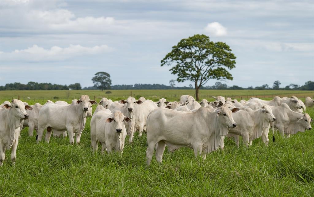 Pecuária de corte com renovação de pastagens pecuária e genética forrageira moderna em campo produtivo
